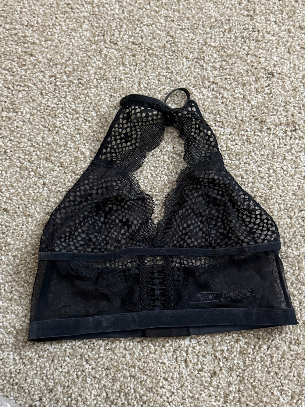 Victoria's Secret Black Lace Mesh Halter Bralette